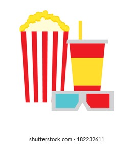Popcorn Box, Cola and 3D Glasses