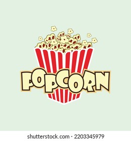 Popcorn-Box-Design, einzelne rote weiße Bandbox, Snack-Food, Vektorgrafik