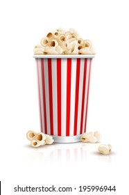 Popcorn box. Detailed vector illustration. Isolated on white background. EPS10 file.