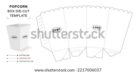 Popcorn box die cut template