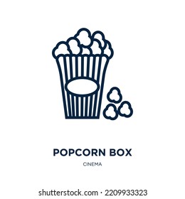 popcorn box icon from cinema collection. Thin linear popcorn box, popcorn, box outline icon isolated on white background. Line vector popcorn box sign, symbol for web and mobile