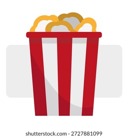 Popcorn box icon. Cinema snack symbol. Striped bucket Vector. Movie food sign. EPS 10.