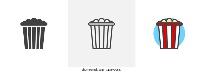 Popcorn box icon. Line, solid and filled outline colorful version, outline and filled vector sign. Symbol, logo illustration. Different style icons set. Pixel perfect vector graphics