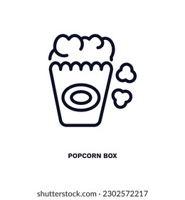 icono de palomitas de maíz. Icono de la caja de palomitas delgada de la colección de cine y teatro. Vector de contorno aislado en fondo blanco. El símbolo de la caja de palomitas editable puede ser usado web y móvil