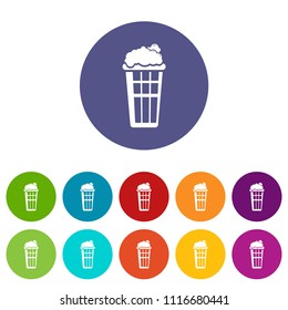 Popcorn box icons color set vector for any web design on white background