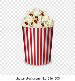 Popcorn box mockup. Realistic illustration of popcorn box vector mockup for on transparent background