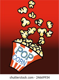 Popcorn in a box on red background - Vector - Also available as a JPG