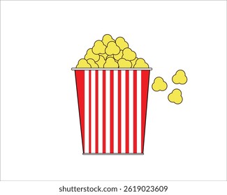 Popcorn in a box on a white background