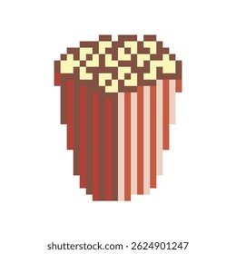 Popcorn box pixel art. Vector illustration