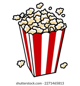 Popcorn Box Red White Strip Cinema Snack Drawing Vector Illustration