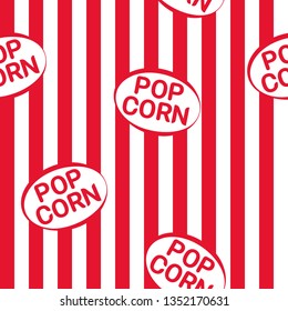 Popcorn box seamless pattern for packaging, boxes, clothes. Seamless pattern with popcorn. Pop corn background.