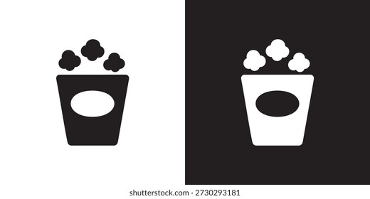 Silhueta de caixa de pipoca - etiqueta oval e Kernels Popping em preto e branco estilo minimalista