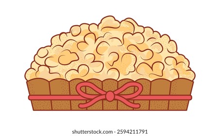 Popcorn in a box. Popcorn is a staple snack for watching films. Isolated on a white background. Vector images