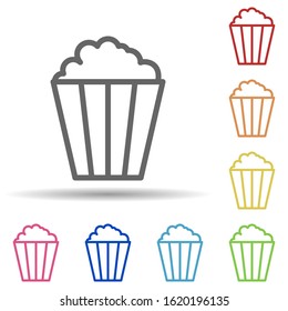 Popcorn box, theatre in multi color style icon. Simple thin line, outline vector of theatre icons for ui and ux, website or mobile application