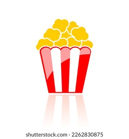 Popcorn box vector cartoon isolated on white background, popcorn glossy flat illustration