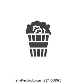 Icono vectorial de caja de palomitas. signo plano relleno para concepto móvil y diseño web. Icono de glifo de canasta de palomitas. Símbolo, ilustración del logotipo. Gráficos vectoriales