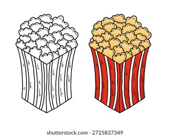 Popcorn-Box Vektorgrafik farbig und Linie Kunstversion
