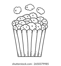 Ilustração do vetor da caixa de pipoca. Desenhado à mão rabiscar linha de arte desenho desenho desenho desenho desenho desenho desenho de cinema pipoca