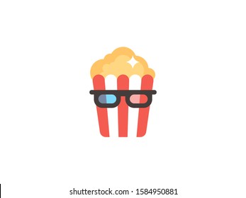 Popcorn box vector illustration. Isolated movie cinema film concept. Striped vintage package image