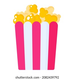 Popcorn box. Wedding and valentine day concept. Vector cartoon isolated illustration.