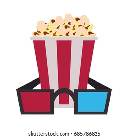 popcorn bucket with 3d glasses icon image 