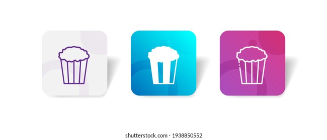 popcorn bucket bag pixel perfect icon set bundle in line, solid, glyph, 3d gradient style