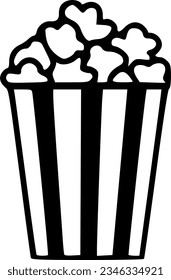 Popcorn bucket black outlines vector illustration