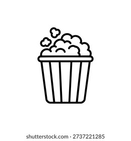 Popcorn bucket black and white vector icon for circus and entertainment design