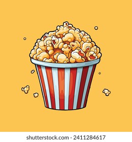 popcorn in a bucket , bowl , snack illustration design