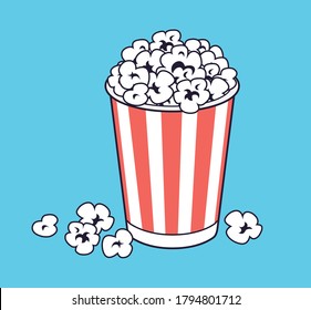 Popcorn bucket box isolated cartoon vector.