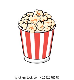 Popcorn bucket box isolated cartoon vector