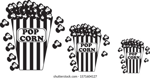 Popcorn bucket box set black and white