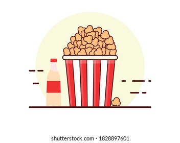 Popcorn bucket box set with Energy Drinks soft illustration