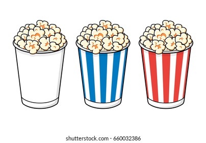 Popcorn bucket boxes isolated.
