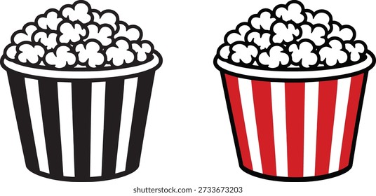 Popcorn Bucket Cinema Icon Set