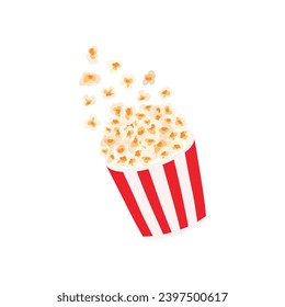 Cubo de palomitas, recipiente de cine vectorial o de comida para refrigerios de cine.