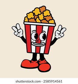 popcorn bucket expression. Flat cartoon character illustration icon vector