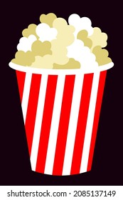 Popcorn bucket flat food isolated illustration