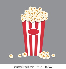 Popcorn in a bucket flat vector illustration 