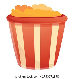 Popcorn bucket icon. Cartoon of popcorn bucket vector icon for web design isolated on white background