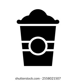 Popcorn bucket icon. Concept of cinema, movie, and entertainment.