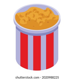 Popcorn bucket icon. Isometric of popcorn bucket vector icon for web design isolated on white background