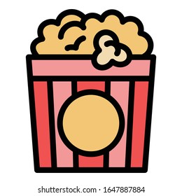Popcorn bucket icon. Outline popcorn bucket vector icon for web design isolated on white background