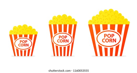 Popcorn bucket icon set. Clipart isolated on white background