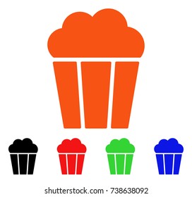 Popcorn Bucket icon. Vector illustration style is a flat iconic popcorn bucket symbol with black, orange, red, green, blue color variants. Designed for web apps and software interfaces.