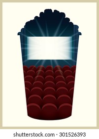 Popcorn bucket  illustration with double exposure effect.