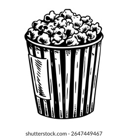 Popcorn bucket illustration in vintage style