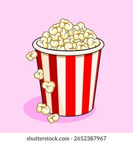 Balde de pipoca com Kernels Vetor Ilustração Desenho Animado
