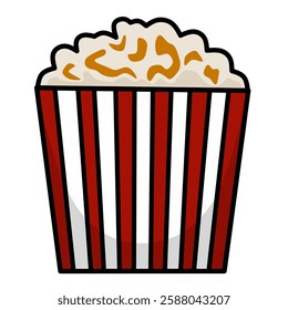 A popcorn bucket minimalist line art drawing. Cinema themed element suitable for posters, stickers or branding.