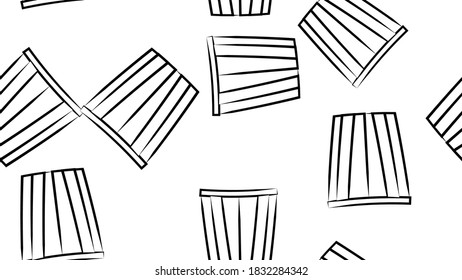 popcorn, bucket on a white background, pattern, vector illustration. a snack at the cinema. popcorn bucket in pencil drawing style. black and white illustration.